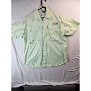 Columbia PFG Mens Medium Short Sleeve Fishing Shirt Mint Green Ventilated Mesh